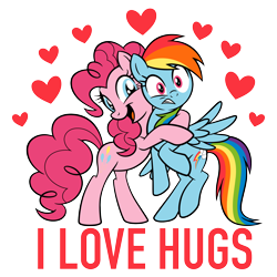 Size: 2048x2048 | Tagged: safe, derpibooru import, pinkie pie, rainbow dash, earth pony, pegasus, pony, design, female, floating heart, heart, holiday, hug, mare, official, shirt design, simple background, transparent background, valentine's day, zazzle