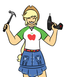 Size: 250x303 | Tagged: safe, artist:fuckomcfuck, derpibooru exclusive, derpibooru import, applejack, human, better together, diy with applejack, equestria girls, boyfriend to death, drill, female, hammer, reference, simple background, solo, transparent background