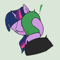 Size: 208x208 | Tagged: safe, artist:truthormare, ponerpics import, twilight sparkle, oc, oc:anon, human, pony, aggie.io, blushing, canon x oc, duo, exclamation point, eyes closed, female, french kiss, hug, human male, interspecies, kissing, male, mare, mare on human male, pony on human action, pony on human male, show accurate, surprise kiss, surprised