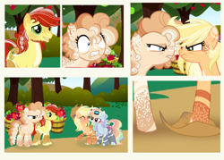 Size: 5192x3720 | Tagged: safe, artist:xxcheerupxxx, derpibooru import, applejack, bright mac, pear butter, rainbow dash, pony, alternate design, appledash, base used, female, homophobia, lesbian, shipping