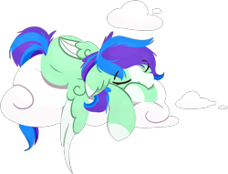 Size: 2316x1774 | Tagged: safe, artist:rhythmpixel, derpibooru import, oc, oc only, oc:star breeze, pegasus, pony, cloud, female, lineless, mare, on a cloud, pegasus oc, simple background, sleeping, solo, transparent background