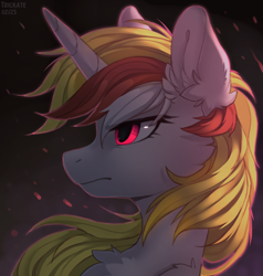 Size: 1500x1577 | Tagged: safe, artist:trickate, derpibooru import, oc, oc only, oc:vida emotionate, pony, unicorn, ear cleavage, female, looking forward, mare, solo