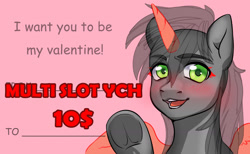 Size: 1435x886 | Tagged: safe, artist:tigra0118, derpibooru import, pony, any gender, any species, commission, holiday, looking at you, solo, valentine's day, your character here