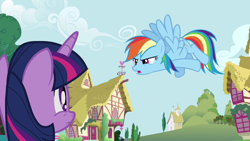 Size: 1280x720 | Tagged: safe, derpibooru import, screencap, rainbow dash, twilight sparkle, twilight sparkle (alicorn), alicorn, pony, testing testing 1-2-3