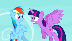 Size: 1280x720 | Tagged: safe, derpibooru import, screencap, rainbow dash, twilight sparkle, twilight sparkle (alicorn), alicorn, pony, testing testing 1-2-3