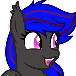 Size: 500x500 | Tagged: safe, artist:amgiwolf, derpibooru import, oc, oc only, bat pony, bat pony oc, ear tufts, eyebrows, fangs, open mouth, poggers, simple background, solo, transparent background, wings