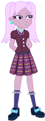 Size: 462x1224 | Tagged: safe, derpibooru import, oc, oc only, equestria girls, clothes, crystal prep academy, crystal prep academy uniform, crystal prep shadowbolts, ear piercing, earring, female, frown, hand behind back, jewelry, necklace, pearl necklace, piercing, pigtails, plaid skirt, pleated skirt, school uniform, shirt, shoes, simple background, skirt, socks, solo, standing, transparent background, tsundere, twintails, unamused