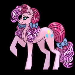 Size: 1280x1280 | Tagged: safe, artist:meyreak123, derpibooru import, pinkie pie, earth pony, pony, black background, female, raised hoof, raised leg, simple background, solo