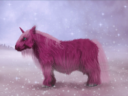 Size: 1072x800 | Tagged: safe, artist:lalioka, derpibooru import, oc, oc only, oc:chuckles, pony, unicorn, female, horn, realistic, snow, unicorn oc