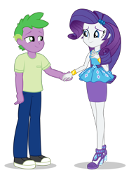 Size: 3172x4320 | Tagged: safe, artist:georgegarza01, derpibooru import, rarity, spike, human, equestria girls, duo, female, holding hands, human spike, humanized, male, rarity peplum dress, shipping, simple background, sparity, straight, transparent background, vector