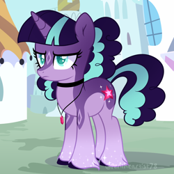 Size: 2050x2050 | Tagged: safe, artist:pen-art78, derpibooru import, oc, oc only, oc:dawn star, pony, unicorn, canterlot, choker, female, frown, jewelry, mare, necklace, solo, unshorn fetlocks