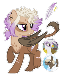 Size: 1600x1921 | Tagged: safe, artist:xxcheerupxxx, derpibooru import, dumbbell, gilda, oc, hippogriff, pony, interspecies offspring, offspring, parent:dumbbell, parent:gilda, simple background, transparent background