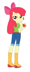 Size: 1900x4542 | Tagged: safe, artist:gmaplay, derpibooru import, apple bloom, human, equestria girls, equestria girls (movie), bedroom eyes, bloom butt, butt, female, looking back, simple background, solo, transparent background