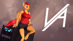 Size: 3840x2160 | Tagged: safe, artist:silkworm205, derpibooru import, oc, oc only, oc:epiclper, anthro, pegasus, unguligrade anthro, 3d, anthro oc, breasts, clothes, colored eyebrows, download at source, downloadable, folded wings, high res, holding, iphone, logo, looking up, pegasus oc, reasonably sized breasts, revamped anthros, server, shorts, simple background, sitting, solo, source filmmaker, source filmmaker resource, tanktop, unshorn fetlocks, wings