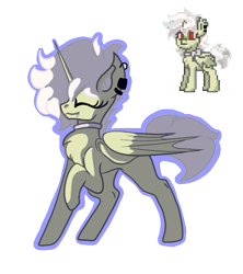 Size: 523x590 | Tagged: safe, artist:brybrychan, derpibooru import, alicorn, bat pony, bat pony alicorn, pony, bat wings, choker, clothes, concave belly, duo, ear piercing, earring, eyes closed, horn, jewelry, piercing, pony town, raised hoof, raised leg, simple background, transparent background, wings