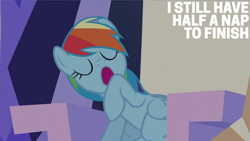 Size: 2000x1125 | Tagged: safe, derpibooru import, edit, edited screencap, editor:quoterific, screencap, rainbow dash, the lost treasure of griffonstone, solo, yawn