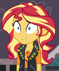 Size: 592x720 | Tagged: safe, derpibooru import, screencap, sunset shimmer, better together, driving miss shimmer, equestria girls, cropped, solo