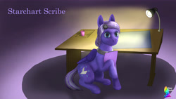 Size: 7000x3937 | Tagged: safe, artist:sufficientgravitas, derpibooru import, oc, oc only, oc:starchartscribe, pegasus, pony, cutie mark, desk, female, lamp, pegasus oc, solo