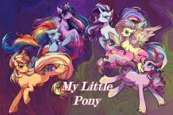 Size: 2048x1365 | Tagged: safe, artist:tkotu1, derpibooru import, applejack, fluttershy, pinkie pie, rainbow dash, rarity, twilight sparkle, twilight sparkle (alicorn), alicorn, earth pony, pegasus, pony, unicorn, mane six, rainbow power