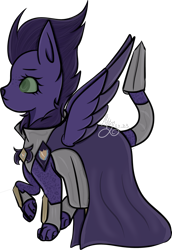 Size: 2511x3641 | Tagged: safe, artist:thecommandermiky, derpibooru import, oc, oc only, oc:miky command, cheetah, hybrid, pegasus, pony, armor, cape, clothes, female, green eyes, knight, mare, paws, pegasus oc, pony oc, purple hair, simple background, solo, spread wings, transparent background, wings