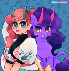 Size: 1697x1763 | Tagged: safe, artist:reallycoykoifish, derpibooru import, oc, oc:wry glimmer, human, pony, horn, horns