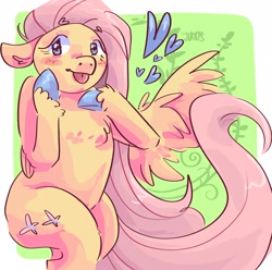 Size: 2048x2033 | Tagged: safe, artist:dmitrymemovznok, derpibooru import, fluttershy, pegasus, pony, :p, blushing, heart, solo, tongue, tongue out