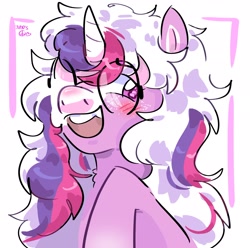 Size: 2048x2033 | Tagged: safe, artist:dmitrymemovznok, derpibooru import, oc, pony, unicorn, glasses, smiling, solo