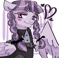 Size: 2048x2033 | Tagged: safe, artist:dmitrymemovznok, derpibooru import, inky rose, pegasus, pony, clothes, goth, heart, smiling, solo