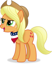 Size: 3184x3927 | Tagged: safe, artist:anime-equestria, derpibooru import, applejack, earth pony, alternate hairstyle, applejack's hat, bandana, clothes, cowboy hat, female, freckles, hat, mare, simple background, solo, transparent background, vector