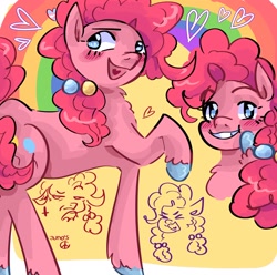 Size: 2048x2033 | Tagged: safe, artist:dmitrymemovznok, derpibooru import, pinkie pie, earth pony, pony, heart, smiling, solo