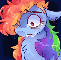 Size: 2048x2033 | Tagged: safe, artist:dmitrymemovznok, derpibooru import, rainbow dash, pegasus, pony, bust, crying, ear piercing, piercing, sad, solo