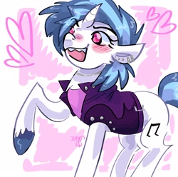 Size: 2048x2033 | Tagged: safe, artist:dmitrymemovznok, derpibooru import, dj pon-3, vinyl scratch, pony, unicorn, clothes, ear piercing, heart, piercing, punk, smiling, solo