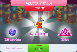 Size: 1271x854 | Tagged: safe, derpibooru import, rat, bundle, clothes, costs real money, english, gameloft, gem, hat, lunar new year, magic coins, mobile game, my little pony: magic princess, numbers, official, sale, solo, solo focus, text, whiskers