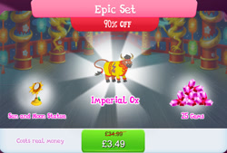 Size: 1268x856 | Tagged: safe, derpibooru import, steven magnet, bull, cow, bundle, bush, clothes, cloven hooves, costs real money, english, gameloft, gem, horn, lunar new year, mobile game, my little pony: magic princess, numbers, official, ox, sale, solo, solo focus, text, unnamed character, unnamed cow