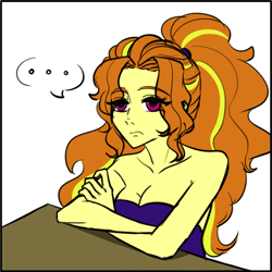 Size: 856x856 | Tagged: safe, artist:daazzlin, derpibooru import, edit, adagio dazzle, equestria girls, bare shoulders, breasts, cleavage, clothes, cropped, explicit source, female, simple background, sleeveless, solo, strapless, white background