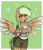 Size: 1866x2191 | Tagged: safe, artist:ponynamedmixtape, derpibooru import, oc, oc only, oc:sylvia evergreen, anthro, pegasus, anthro oc, bow, braid, braided pigtails, breasts, chest fluff, clothes, female, freckles, green background, hair bow, hair tie, hands behind back, happy, heart, looking at you, mare, midriff, open mouth, open smile, pegasus oc, pigtails, ranger, short shirt, shorts, simple background, smiling, smiling at you, solo, twin braids, uniform, wings