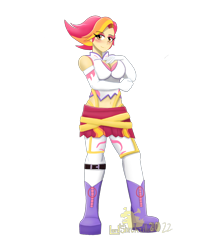 Size: 2021x2397 | Tagged: safe, artist:lordshrekzilla20, derpibooru import, fire flare, human, equestria girls, blushing, breasts, busty fire flare, equestria girls-ified, female, high res, simple background, solo, transparent background, watermark