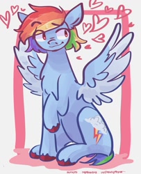 Size: 1040x1280 | Tagged: safe, artist:dmitrymemovznok, derpibooru import, pegasus, pony, chest fluff, heart, sitting, solo