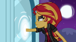 Size: 7290x4114 | Tagged: safe, artist:emeraldblast63, derpibooru import, sunset shimmer, human, comic:the tale of two sunsets, equestria girls, female, human sunset, mirror portal, solo, story included