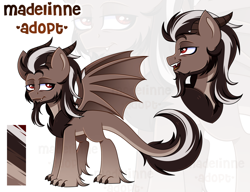 Size: 2500x1917 | Tagged: safe, artist:madelinne, derpibooru import, oc, oc only, dracony, dragon, hybrid, adoptable, adoptable open, adoption, bat wings, claws, red eyes, solo, wings, zoom layer