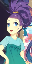 Size: 384x768 | Tagged: safe, derpibooru import, edit, edited screencap, machine learning generated, screencap, human, better together, display of affection, equestria girls, spoiler:eqg specials, anime, background, background human, female, happy, pinegraph, purple frizz