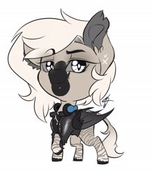 Size: 2419x2773 | Tagged: safe, artist:tina-art, derpibooru import, oc, oc only, oc:devilvoice, bat pony, pony, bat pony oc, clothes, female, headphones, jacket, leonine tail, simple background, solo, tail, white background