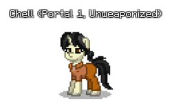 Size: 512x308 | Tagged: safe, artist:dematrix, derpibooru import, pony, unicorn, chell, female, mare, ponified, pony town, portal (valve), simple background, transparent background