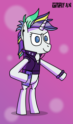 Size: 1039x1741 | Tagged: safe, artist:gradiusfanatic, derpibooru import, rarity, semi-anthro, unicorn, alternate hairstyle, bipedal, female, punk, raripunk, solo