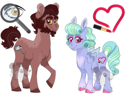 Size: 1000x750 | Tagged: safe, artist:possumtots, artist:strawberry-spritz, derpibooru import, oc, oc only, oc:gritty gumshoes, oc:vanity veil, earth pony, pegasus, pony, beard, colored ears, colored hooves, colored wings, cozy glow's mom, cutie mark, duo, duo male and female, earth pony oc, facial hair, female, freckles, headcanon in the description, male, mare, mascara, pegasus oc, simple background, stallion, transparent background, unshorn fetlocks, watermark, wings