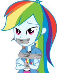 Size: 792x1008 | Tagged: safe, artist:gaggeddude32, derpibooru import, rainbow dash, human, equestria girls, female, gag, image, png, simple background, solo, tape, tape gag, transparent background