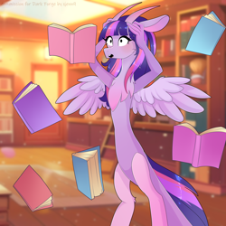 Size: 3000x3000 | Tagged: safe, artist:xjenn9, derpibooru import, twilight sparkle, draconequus, book, draconequified, race swap, solo, species swap, twikonequus