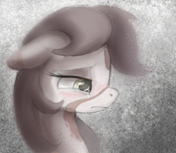 Size: 1091x945 | Tagged: safe, artist:dotkwa, derpibooru import, oc, oc only, oc:deary dots, earth pony, pony, abstract background, bust, crying, ears, female, floppy ears, frown, mare, solo