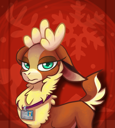 Size: 1331x1478 | Tagged: safe, alternate version, artist:cocoateaworth, derpibooru import, deer, reindeer, them's fightin' herds, community related, female, name tag, solo