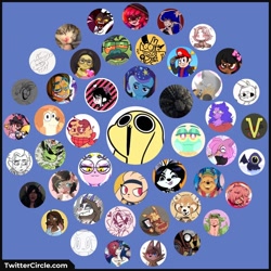 Size: 1024x1024 | Tagged: safe, derpibooru import, trixie, anthro, cat, dog, pony, unicorn, wolf, bluey, chikn nuggit, circle, hunter (the owl house), jolteon, mario, meta, nintendo, photo, pokémon, super mario bros., the owl house, twitter, twitter circle